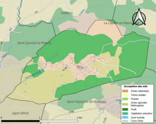 Mapa de colores que muestra el uso de la tierra.