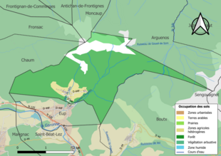 Kolorowa mapa przedstawiająca użytkowanie gruntów.