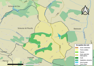 Kolorowa mapa przedstawiająca użytkowanie gruntów.