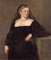 Lady in mourning label QS:Len,"Lady in mourning" label QS:Lpl,"Dama w żałobie" circa 1550-1555. oil on canvas medium QS:P186,Q296955;P186,Q12321255,P518,Q861259 . Dresden, Gemäldegalerie
