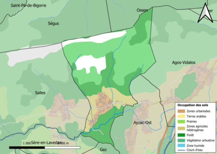 Mapa colorido mostrando o uso da terra.