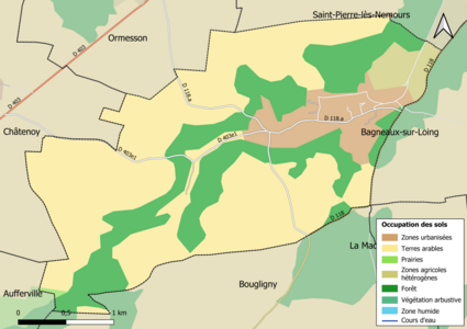 Carte des infrastructures et de l'occupation des sols en 2018 (CLC) de la commune.