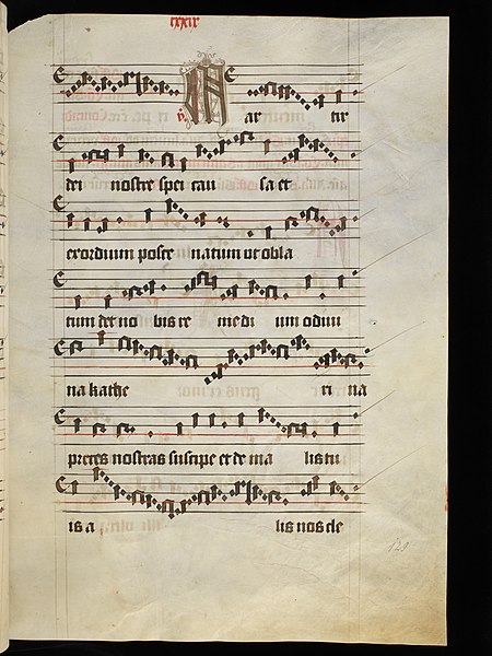 File:Aarau, Aargauer Kantonsbibliothek, MsMurFm 5, f. 129r – Graduale, pars de sanctis.JPG