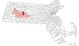 Location of Amherst in Massachusetts