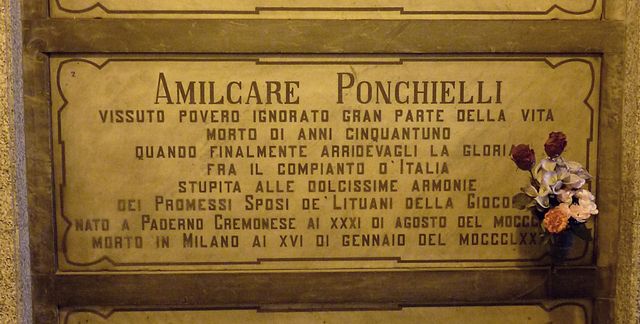 Ponchielli's grave at the Monumental Cemetery of Milan, Italy