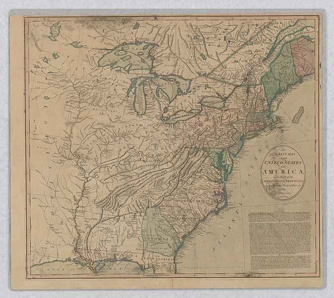 File:An Accurate Map of the United States of America, with Part of the Surrounding Provinces agreeable to the Treaty of Peace of 1783 - NARA - 102278999.jpg