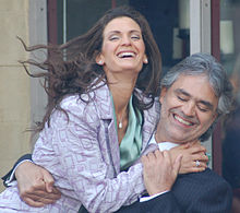 Singer Andrea Bocelli, third from left, his wife Veronica Berti