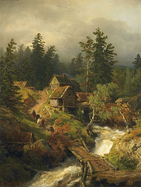 File:Andreas Achenbach - Bergige Landschaft mit Bach und Wassermühle.jpg