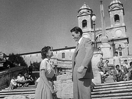Trailer of the 1953 film Roman Holiday with Gregory Peck and Audrey Hepburn on the Spanish Steps