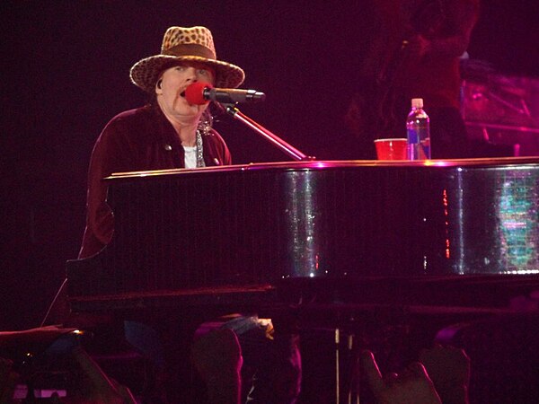 Axl Rose performing "November Rain" at Nottingham Arena, Nottingham, UK, in May 2012