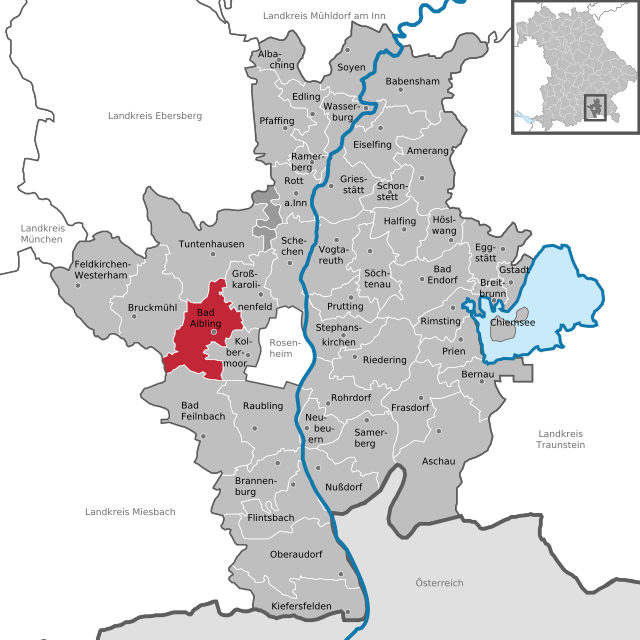 Läget för Bad Aibling i Landkreis Rosenheim