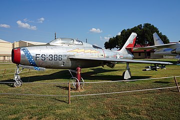 A Republic F-84F Thunderstreak on display at the Barksdale Global Power Museum in Louisiana