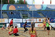 Deutsch: Beachhandball Europameisterschaften 2019 (Beach handball Euro); Tag 5: 6. Juli 2019 – Frauen, Platzierungsspiel für die Ränge 9–12, Deutschland-Polen 2:1 (22:23, 19:16, 7:6) English: Beach handball Euro; Day 5: 6 July 2019 – Placement Match/Cross Match for rank 9–12 Women – Germany-Poland 2:1 (22:23, 19:16, 7:6)