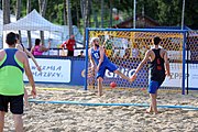 Deutsch: Beachhandball Europameisterschaften 2019 (Beach handball Euro); Tag 1: 2. Juli 2019 – Männer, Vorrunde Gruppe D, Frankreich-Montenegro 2:0 (19:7, 18:9) English: Beach handball Euro; Day 1: 2 July 2019 – Men Preliminary Round Group D – France-Montenegro 2:0 (19:7, 18:9)