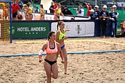 Deutsch: Beachhandball Europameisterschaften 2019 (Beach handball Euro); Tag 2: 3. Juli 2019 – Frauen, Vorrunde Gruppe D, Nordmazedonien-Ukraine 1:2 (15:26, 23:22, 6:8) English: Beach handball Euro; Day 2: 3 July 2019 – Women Preliminary Round Group D – North Macedonia-Ukraine 1:2 (15:26, 23:22, 6:8)