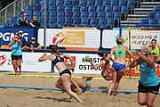 Deutsch: Beachhandball Europameisterschaften 2019 (Beach handball Euro); Tag 2: 3. Juli 2019 – Frauen, Vorrunde Gruppe D, Ukraine-Deutschland 2:0 (23:22, 32:24) English: Beach handball Euro; Day 2: 3 July 2019 – Women Preliminary Round Group D – Ukraine-Germany 2:0 (23:22, 32:24)