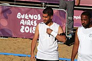 Deutsch: Beachhandball bei den Olympischen Jugendspielen 2018; Tag 3, 9. Oktober 2018; Jungs, Vorrunde, Gruppe B - Argentinien-Hongkong 2:0 English: Beach handball at the 2018 Summer Youth Olympics at 9 October 2018 – Girls Preliminary Round Group B – Argentina-Hing Kong 2:0