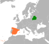نقشهٔ موقعیت اسپانیا و بلاروس.