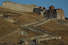 The entrance of the citadel, with the 13th century Byzantine Holy Trinity Church