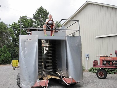 Blueberry harvester in Michigan