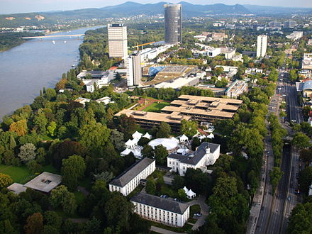 An aerial view of the Bundesviertel (the federal government district) in Bonn