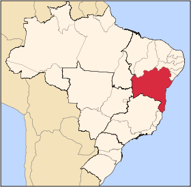바이아 주가 강조된 브라질 지도