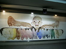 Peinture murale populaire dans le tunnel reliant les stations Lima et Avenida de Mayo.