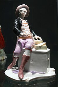 Figure of a cheese seller by Bustelli, Nymphenburg porcelain (1755)