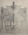 Dibujo arquitectónico de alzado frontal del Butterfly Theater 1911