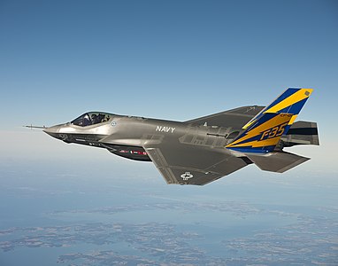 F-35C conducts a test flight over the Chesapeake Bay