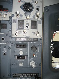Cabin pressure and Bleed air control panels on a Boeing 737-800.jpg