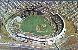 San Francisco's Candlestick Park (pictured in the early 1960s) was the venue for the Beatles' final concert before a paying audience. Candlestick Postcard - 01.JPG