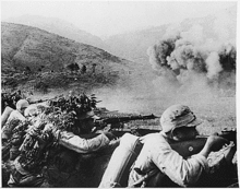 Chinese troops battle the Japanese along the Salween River in Burma, 1944