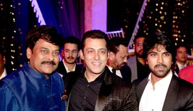 Chiranjeevi with Salman Khan and his son Ram Charan at his 60th Birthday Bash, 2015