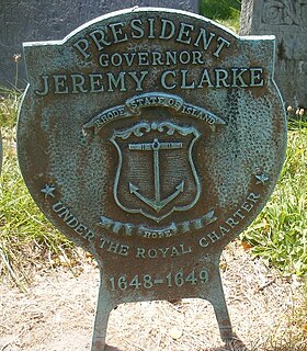 <span class="mw-page-title-main">Jeremy Clarke (governor)</span> Rhode Island colonial president