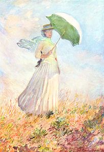 Lukisan wanita sané anggén parasol.