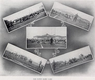 Collage de fotos de acción de fútbol de 1909 Pitt versus Notre Dame game.jpg