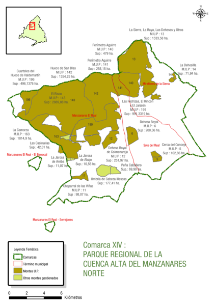 File:Comarca forestal 14 de la Comunidad de Madrid (2007) Parque Regional de la Cuenca Alta del Manzanares. Norte, mapa.png