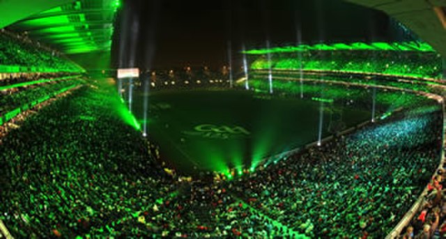 Fireworks and light displays in Croke Park in Dublin to mark the 125th anniversary of the Gaelic Athletic Association, January 2009