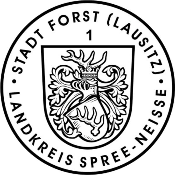 File:Dienstsiegel der Stadt Forst (Lausitz) laut Anlage 6 der Hauptsatzung.png
