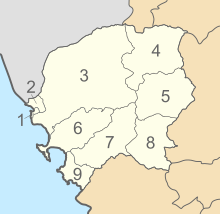 Districts of Santa map.svg