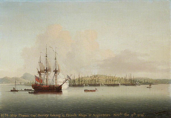 Hervey in the Phoenix, taking 14 French ships at Argentiera, 9 November 1756