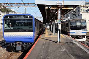 逗子駅に停車中のE235系1000番台とE217系 （2021年3月10日）