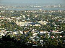 Luftfoto af Auckland, hvor vi kan se Eden Park i midten af ​​billedet.