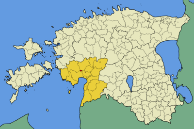 Commune de Lavassaare (en rouge) dans le Comté de Pärnu (en jaune).