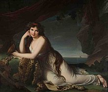 Lady Hamilton as either a bacchante or Ariadne, by Elisabeth Louise Vigee Le Brun, c. 1790; a painting owned by Nelson, which hung above his bed until his death Emma Hamilton by Elisabeth Louise Vigee Le Brun.jpg