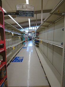 Empty shelves at a San Francisco grocery store after panic buying on March 17, 2020 Empty aisles in San Francisco grocery stores after coronavirus shelter-in-place policy.jpg