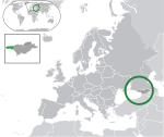 Карта с изображением Абхазии в Европе 