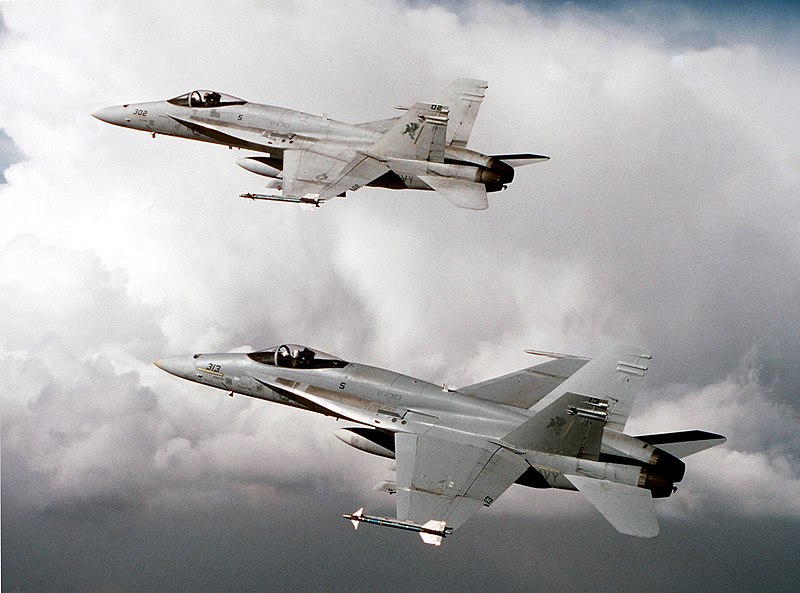 File:F-18A Hornets of VFA-303 over Southern California 1989.jpeg