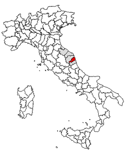 Karta över Italien med Provincia di Fermo markerat